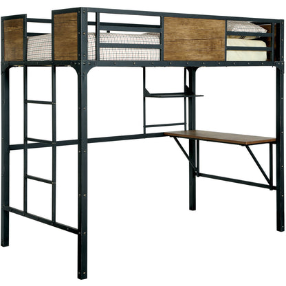 Joie Industrial Twin Over Workstation Bunk Bed in Black - living-essentials