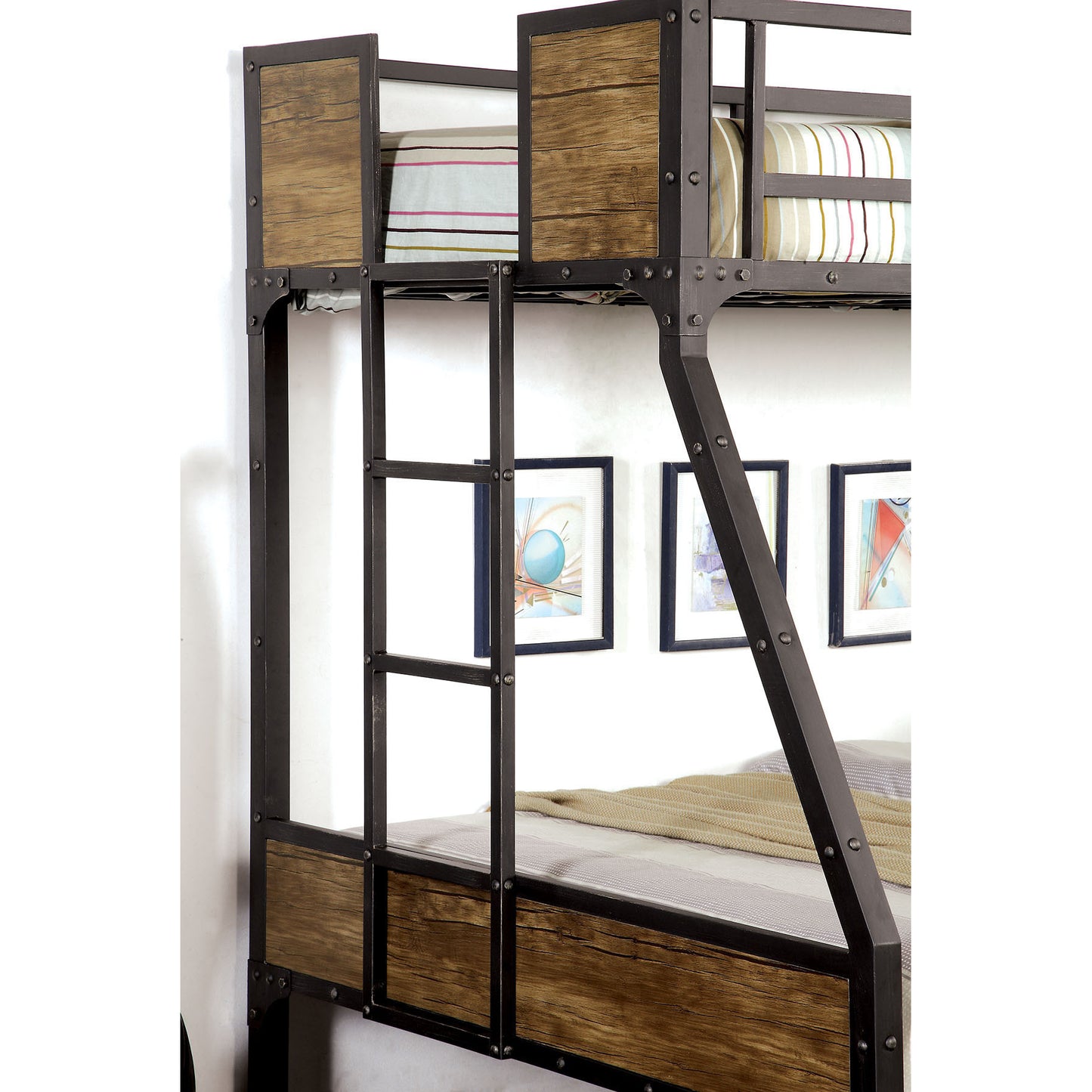 Joie Industrial Twin Over Full Bunk Bed in Black - living-essentials