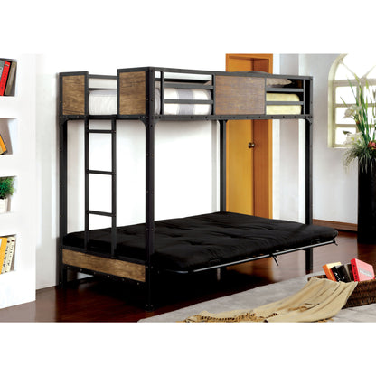 Joie Industrial Twin Over Futon Bunk Bed in Black - living-essentials