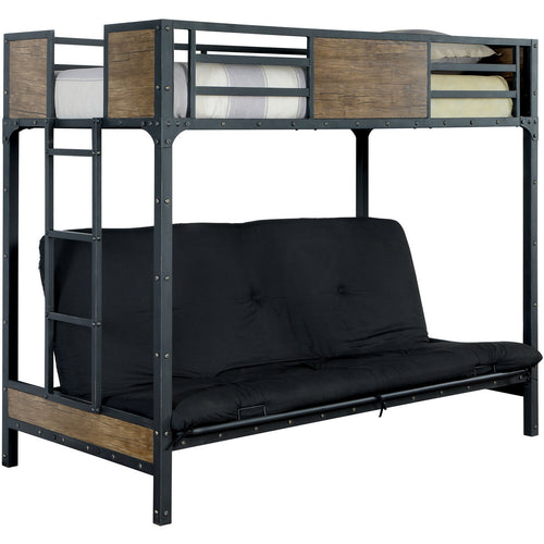 Joie Industrial Twin Over Futon Bunk Bed in Black - living-essentials