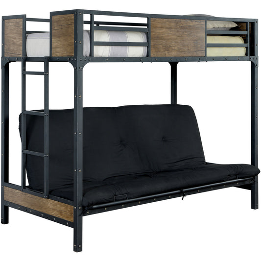 Joie Industrial Twin Over Futon Bunk Bed in Black - living-essentials
