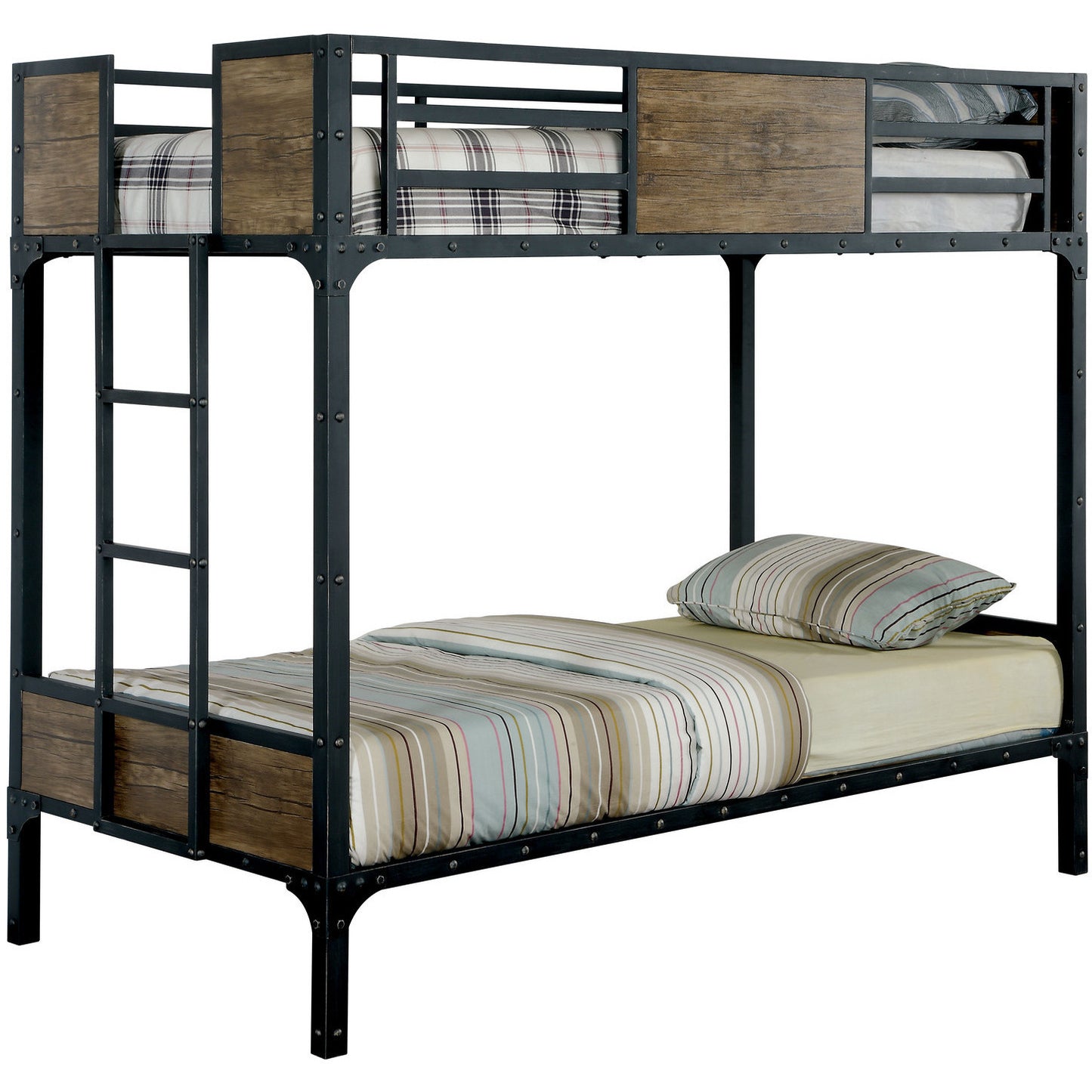 Joie Industrial Twin Over Twin Bunk Bed in Black - living-essentials