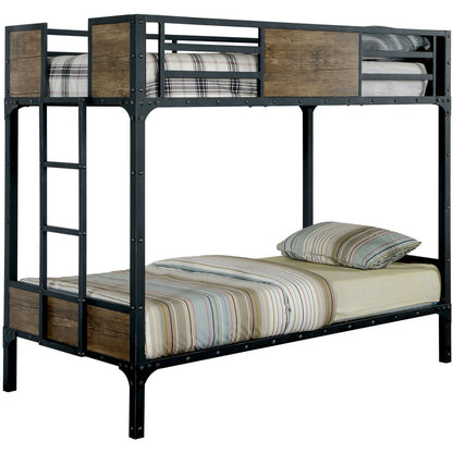 Joie Industrial Twin Over Twin Bunk Bed in Black - living-essentials