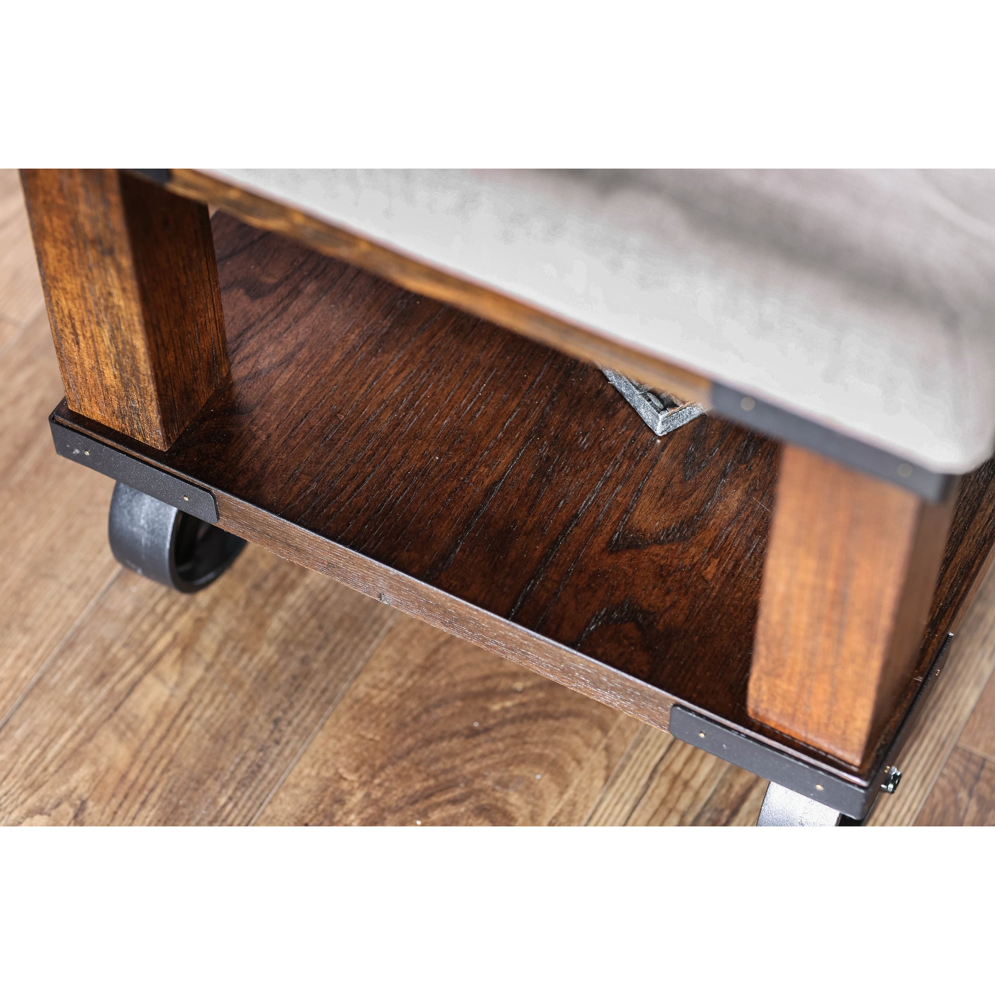 Artie Industrial Fabric Bench in Ivory and Light Oak - living-essentials