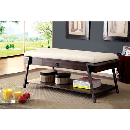 Gianna Industrial Storage Bench in Ivory and Dark Oak - living-essentials