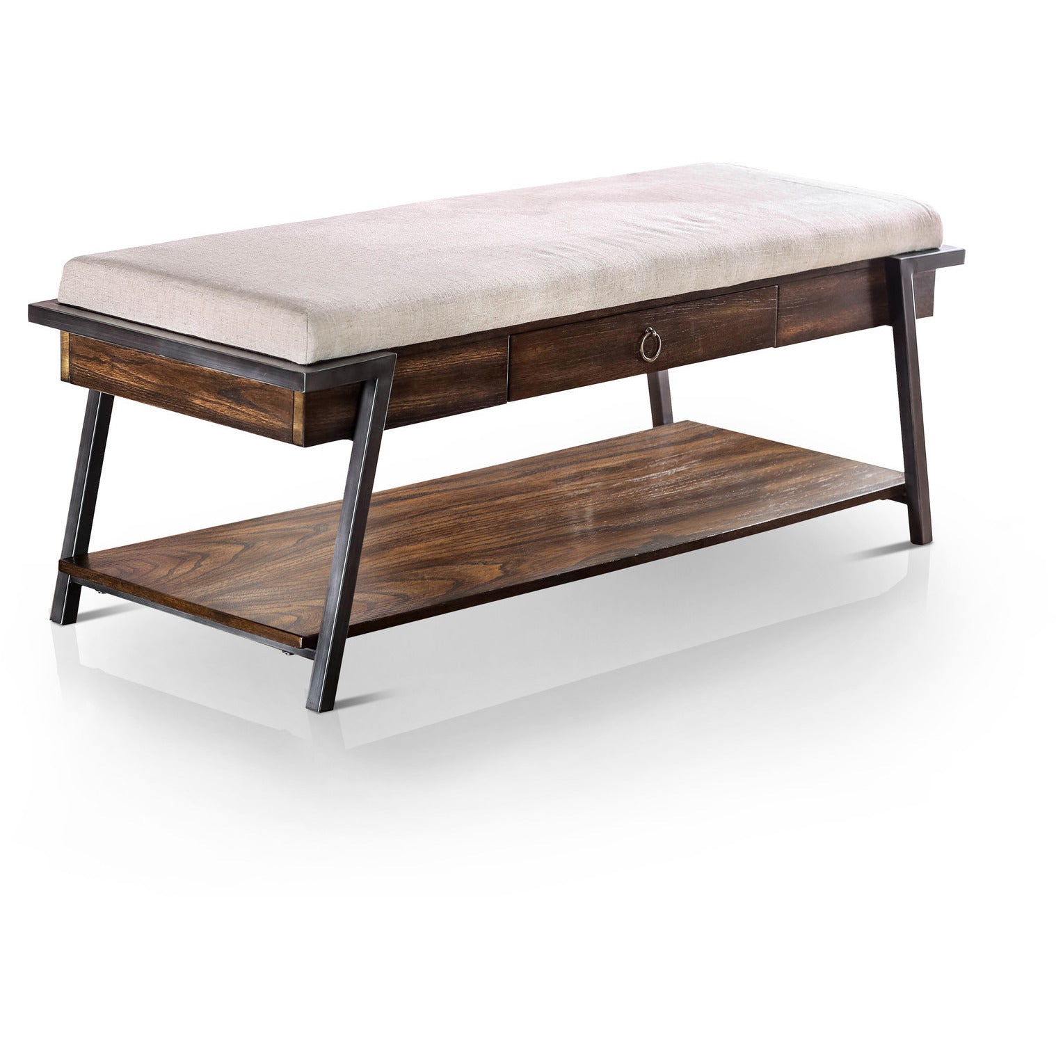 Gianna Industrial Storage Bench in Ivory and Dark Oak - living-essentials