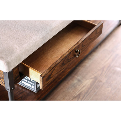 Cordell Industrial Storage Bench in Ivory and Light Oak - living-essentials