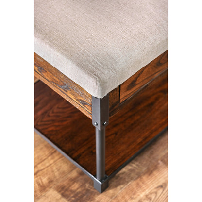 Cordell Industrial Storage Bench in Ivory and Light Oak - living-essentials