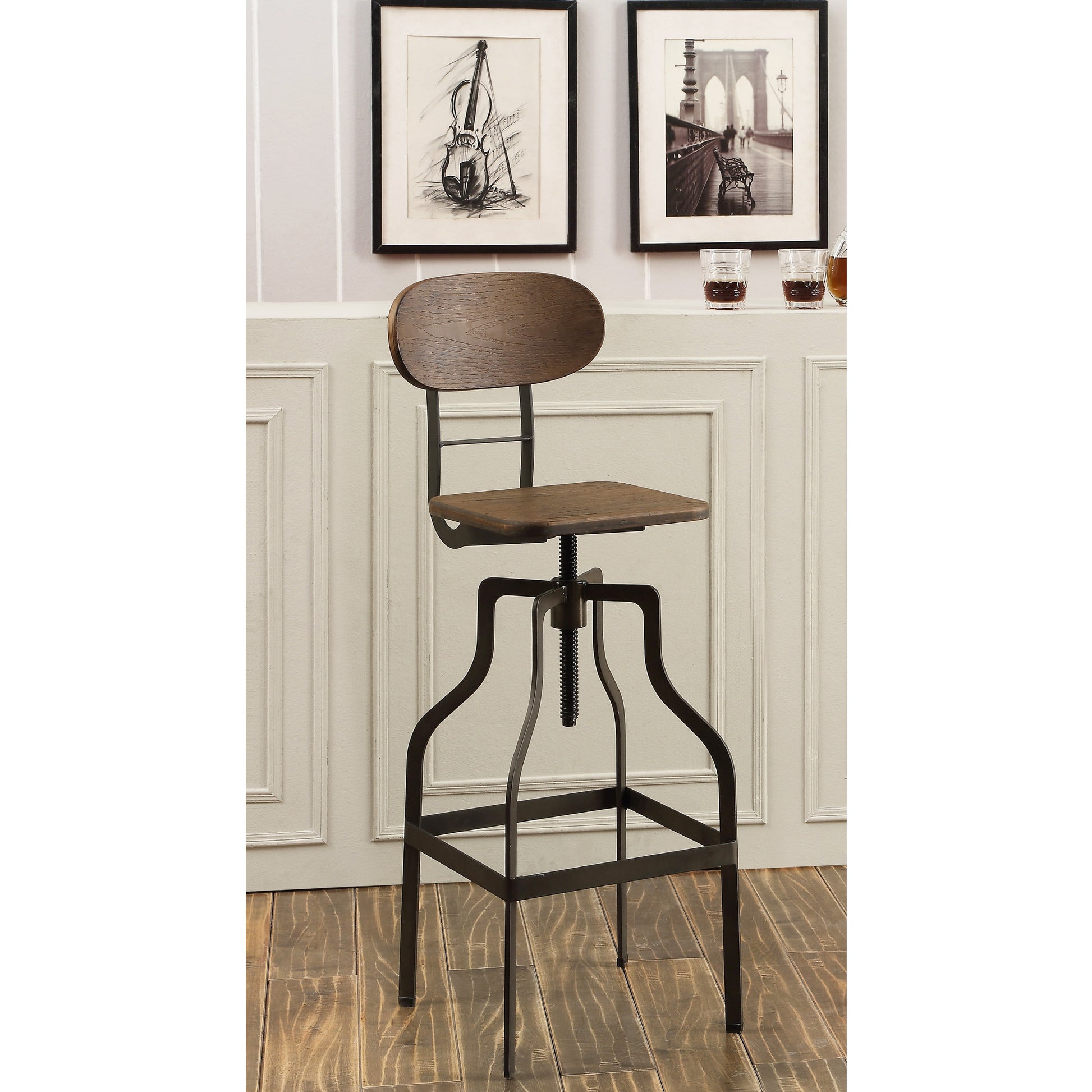 Weston Industrial Swivel Bar Stool in Oak - living-essentials