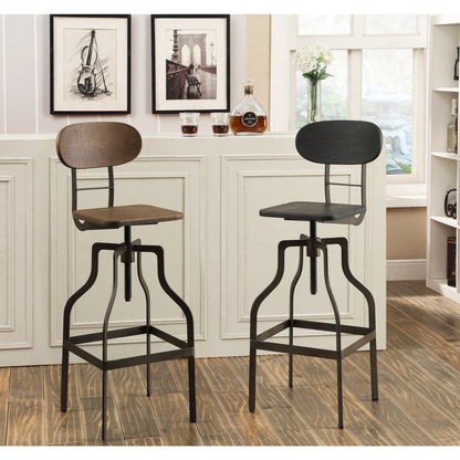 Weston Industrial Swivel Bar Stool in Oak - living-essentials