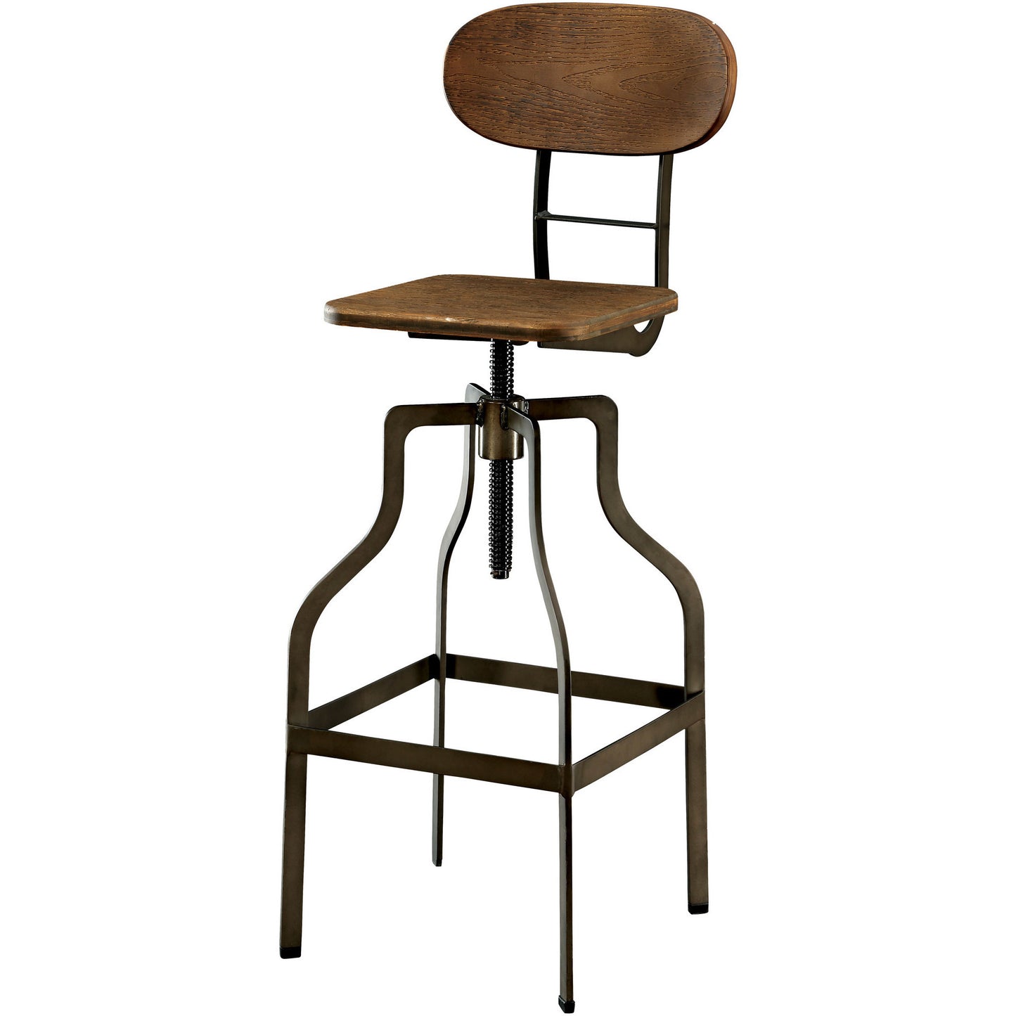 Weston Industrial Swivel Bar Stool in Oak - living-essentials
