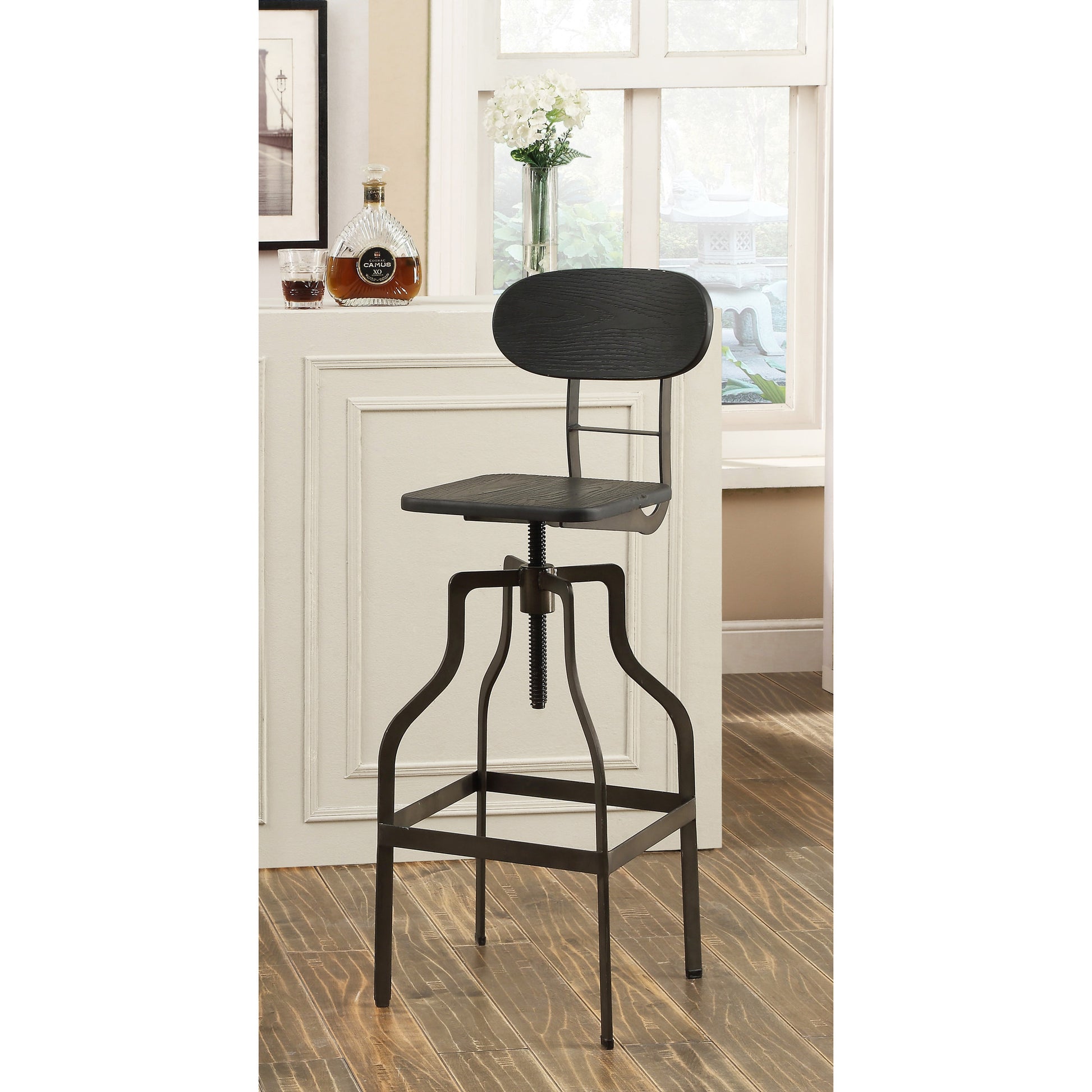 Weston Industrial Swivel Bar Stool in Dark Brown - living-essentials