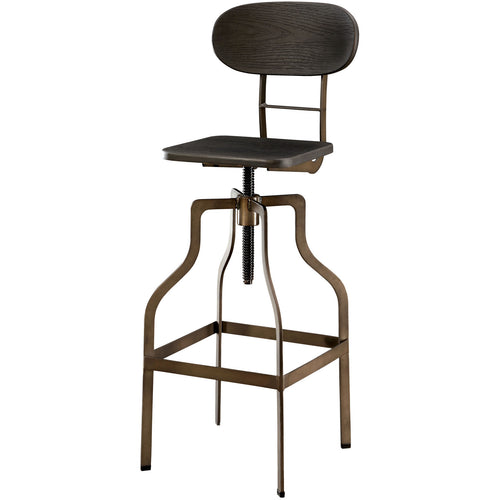 Weston Industrial Swivel Bar Stool in Dark Brown - living-essentials
