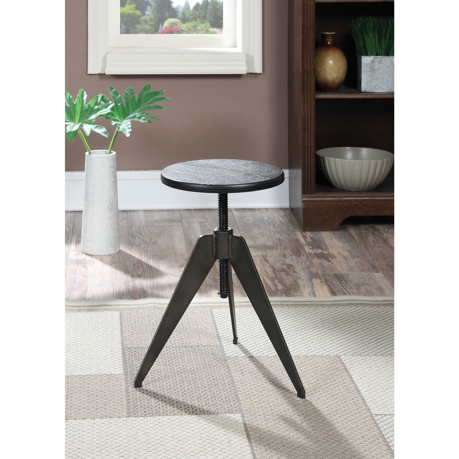 Tennie Industrial Round Swivel Bar Stool in Dark Brown - living-essentials