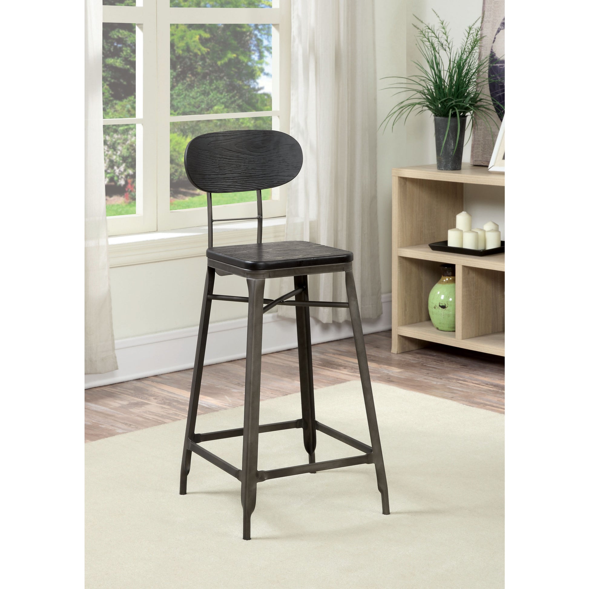 Privett Industrial 24-Inch Bar Chair (Set of 2) in Dark Steel - living-essentials