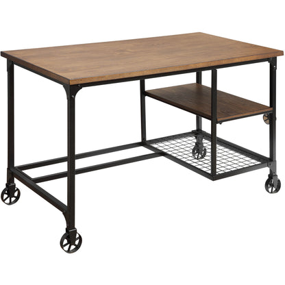 Rawley Industrial Writing Desk in Antique Black - living-essentials
