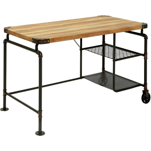 Stefan Industrial Writing Desk in Antique Black - living-essentials
