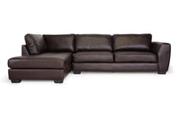 Ozzie Brown Leather Modern Sectional Sofa Set with Chaise - living-essentials