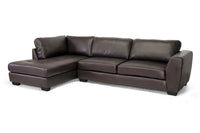 Ozzie Brown Leather Modern Sectional Sofa Set with Chaise - living-essentials
