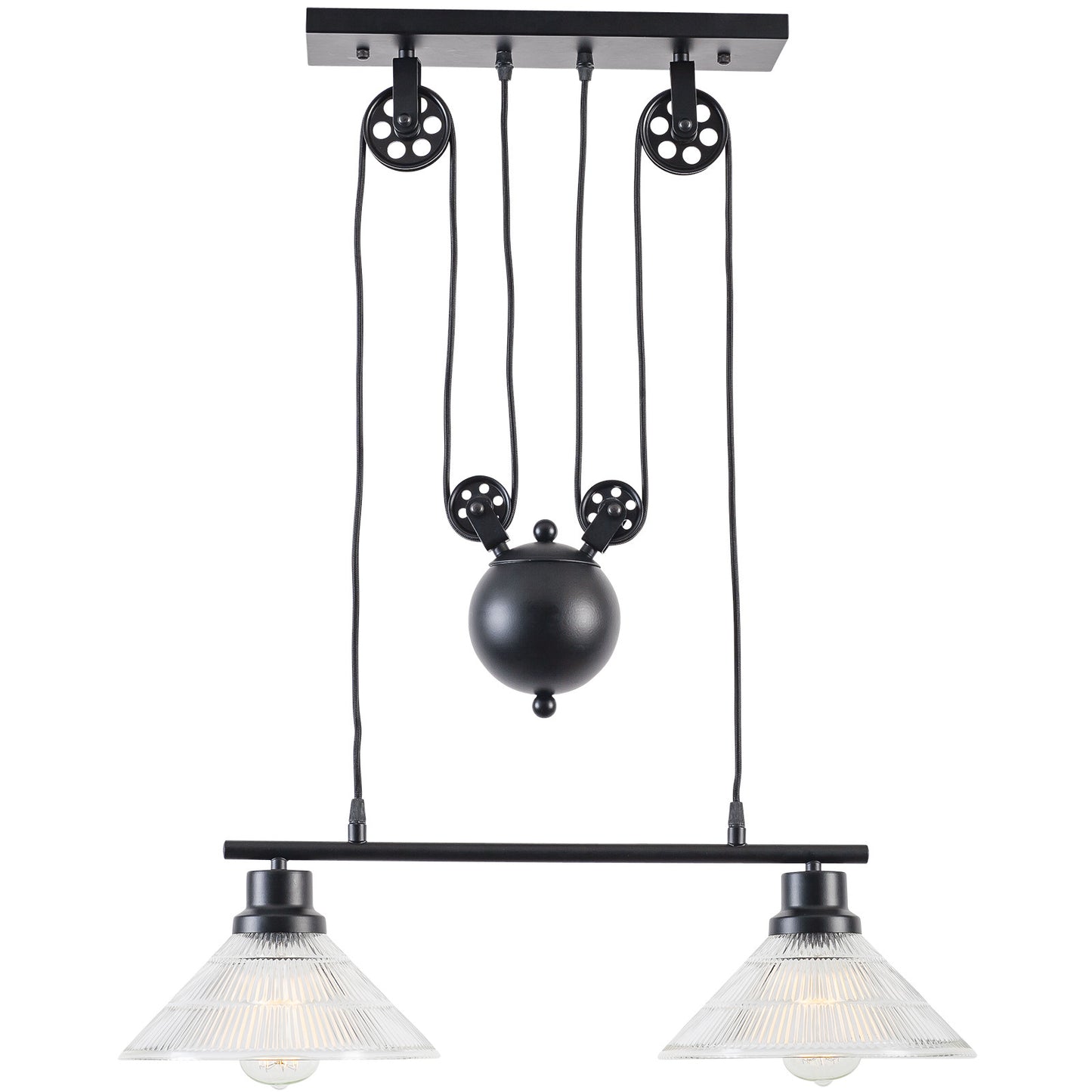 Technician Industrial 2-Light Pulley Island Pendant - living-essentials