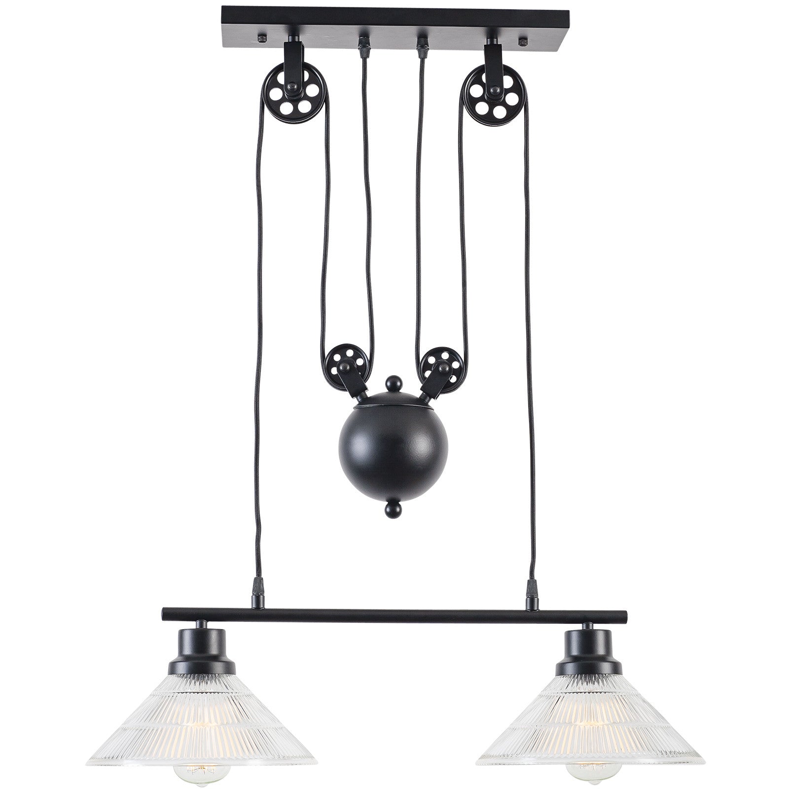 Technician Industrial 2-Light Pulley Island Pendant - living-essentials