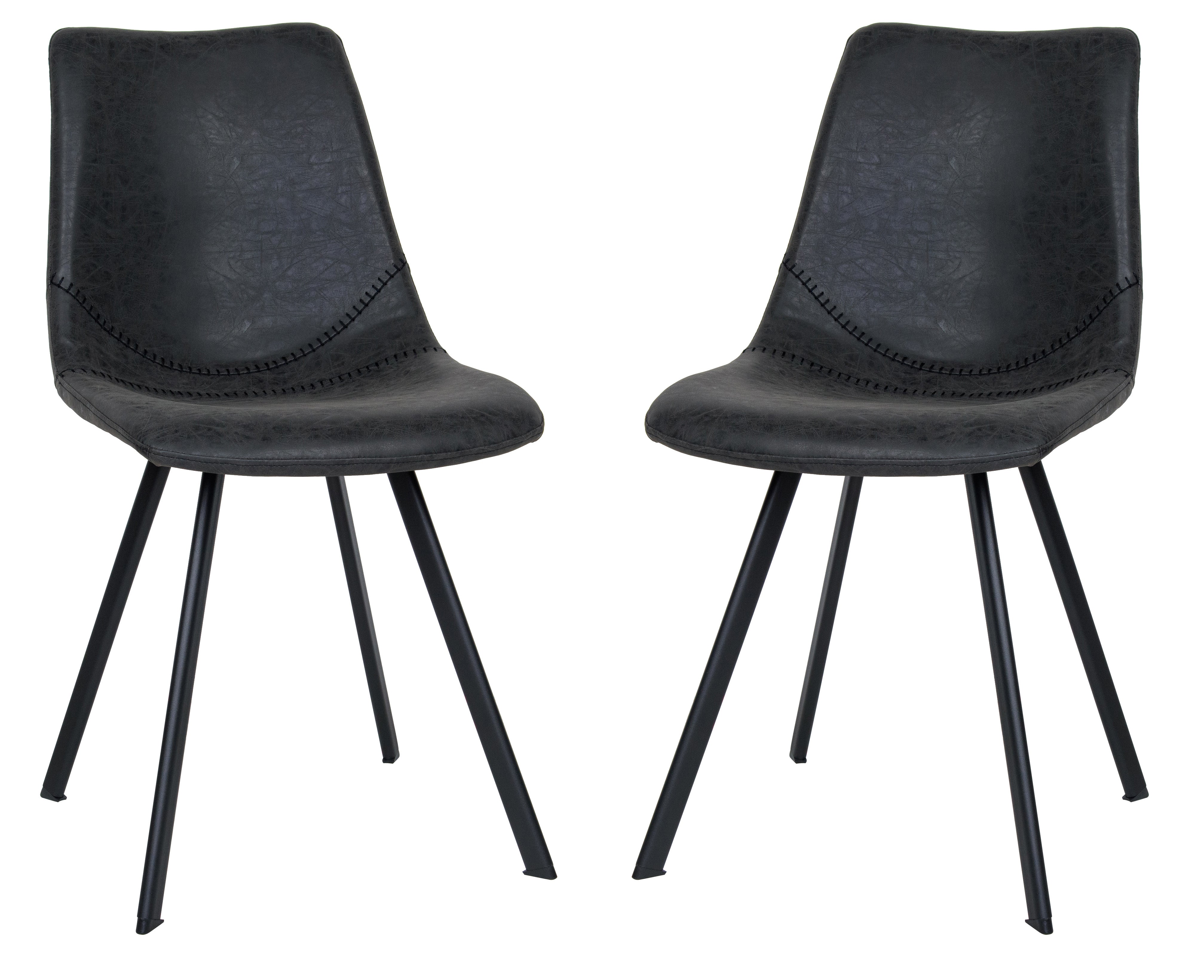 Markley Modern Leather Dining Chair With Metal Legs Set of 2