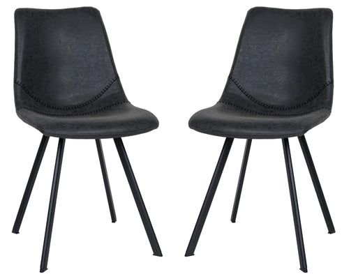 Markley Modern Leather Dining Chair With Metal Legs Set of 2