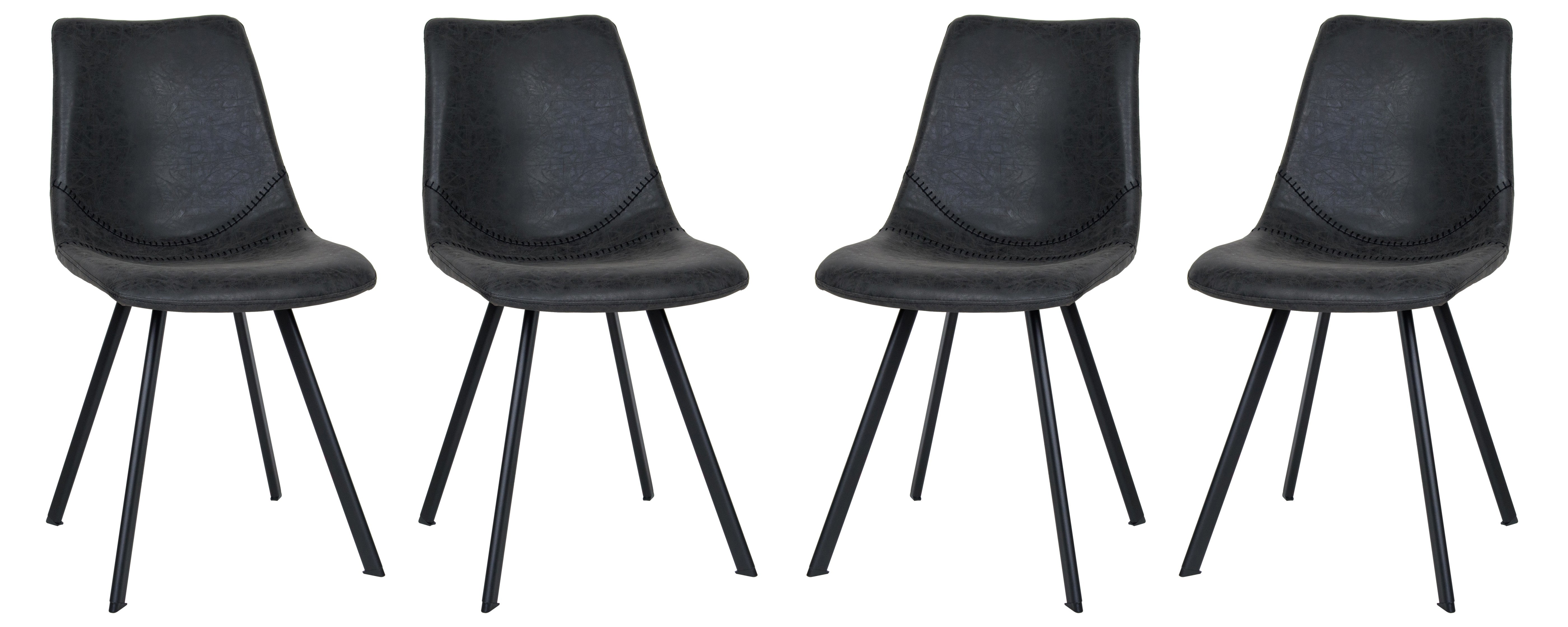 Markley Modern Leather Dining Chair With Metal Legs Set of 4