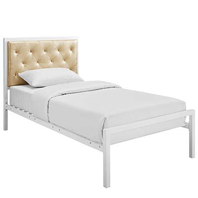 Patthew Twin Vinyl Platform Bed Frame - living-essentials