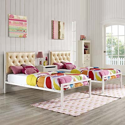 Patthew Twin Vinyl Platform Bed Frame - living-essentials