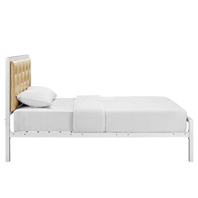 Patthew Twin Vinyl Platform Bed Frame - living-essentials