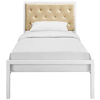 Patthew Twin Vinyl Platform Bed Frame - living-essentials