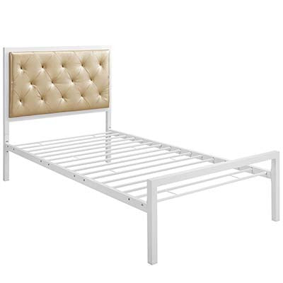 Patthew Twin Vinyl Platform Bed Frame - living-essentials