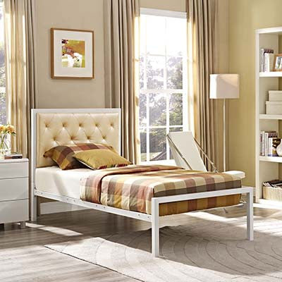 Patthew Twin Vinyl Platform Bed Frame - living-essentials