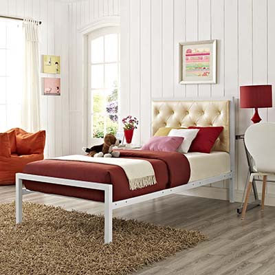 Patthew Twin Vinyl Platform Bed Frame - living-essentials