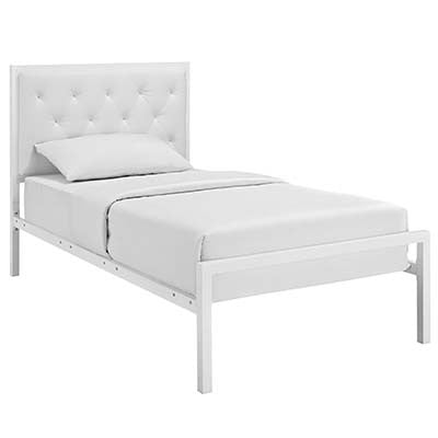 Patthew Twin Vinyl Platform Bed Frame - living-essentials