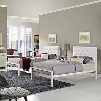 Patthew Twin Vinyl Platform Bed Frame - living-essentials