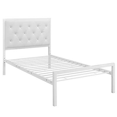 Patthew Twin Vinyl Platform Bed Frame - living-essentials