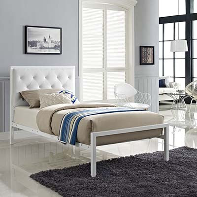 Patthew Twin Vinyl Platform Bed Frame - living-essentials