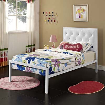 Patthew Twin Vinyl Platform Bed Frame - living-essentials