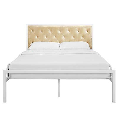 Clinary Queen Vinyl Platform Bed Frame - living-essentials