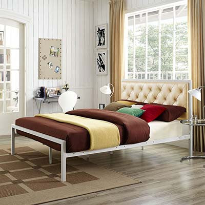 Clinary Queen Vinyl Platform Bed Frame - living-essentials