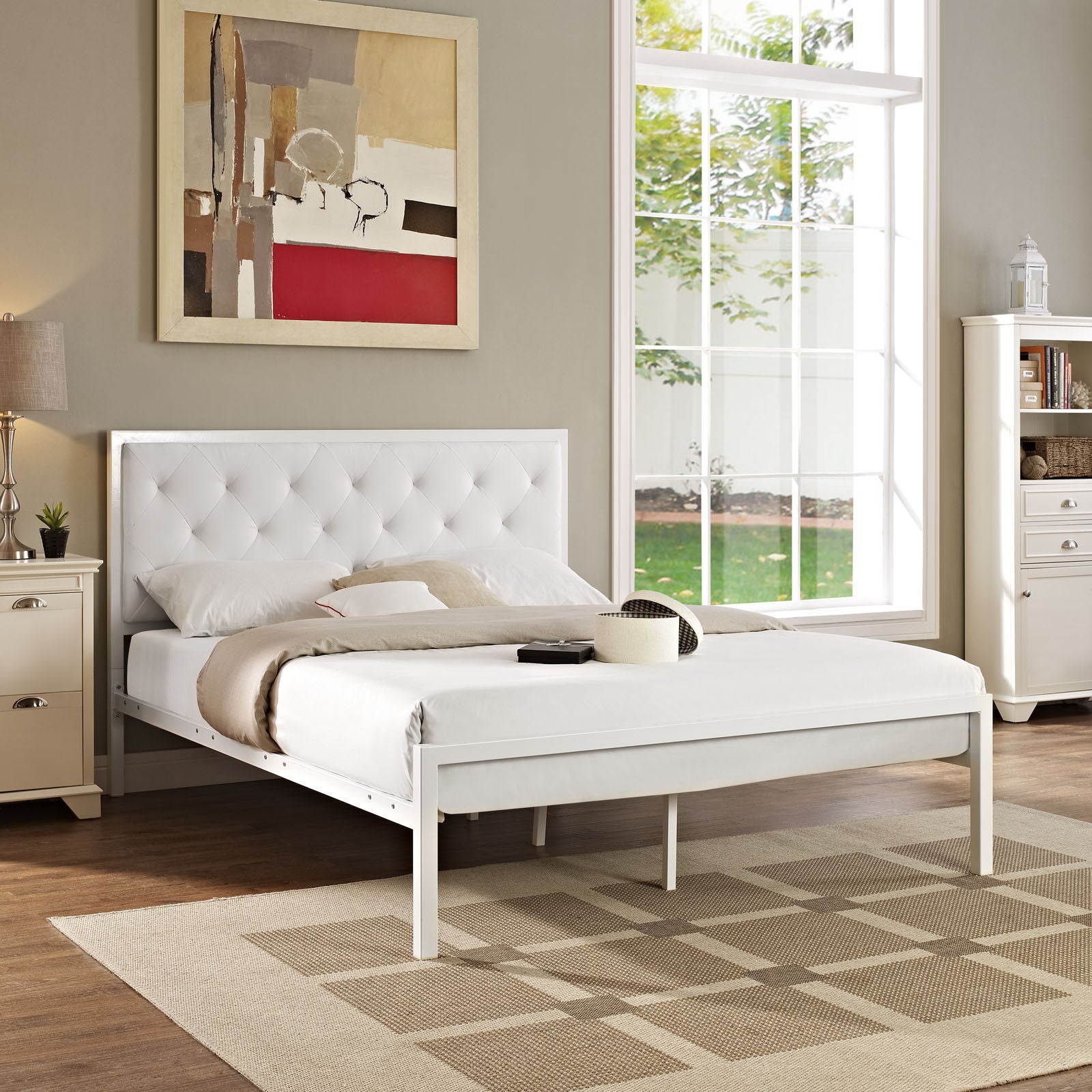 Miami Queen Vinyl Bed Frame - living-essentials