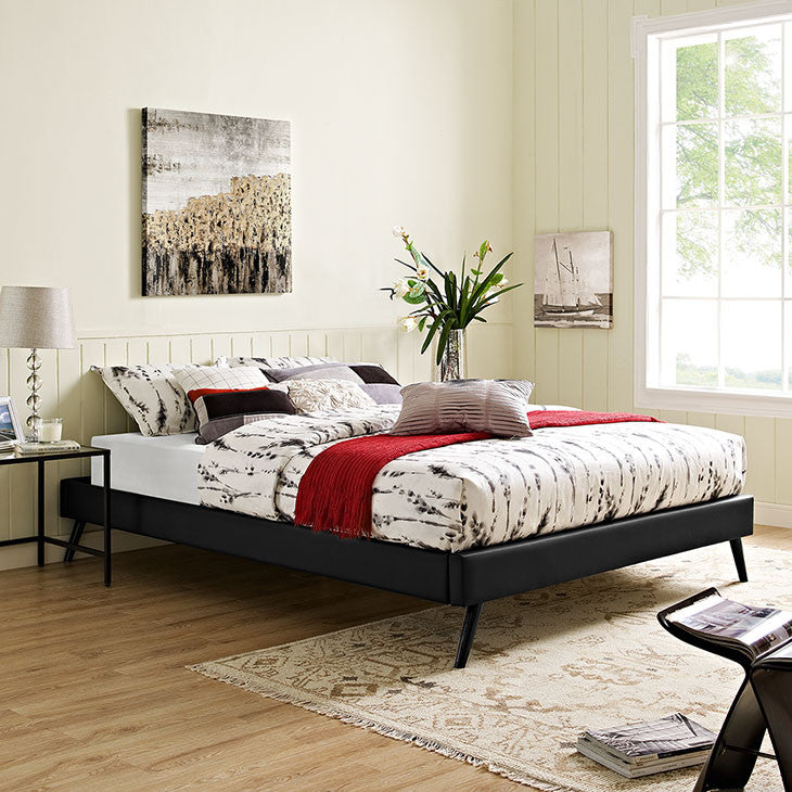 Troy Mid Century Queen Vinyl Bed Frame - living-essentials