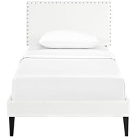 Lyka Twin Vinyl Platform Bed with Squared Tapered Legs - living-essentials