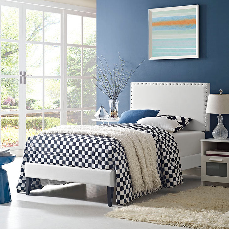 Lyka Twin Vinyl Platform Bed with Squared Tapered Legs - living-essentials