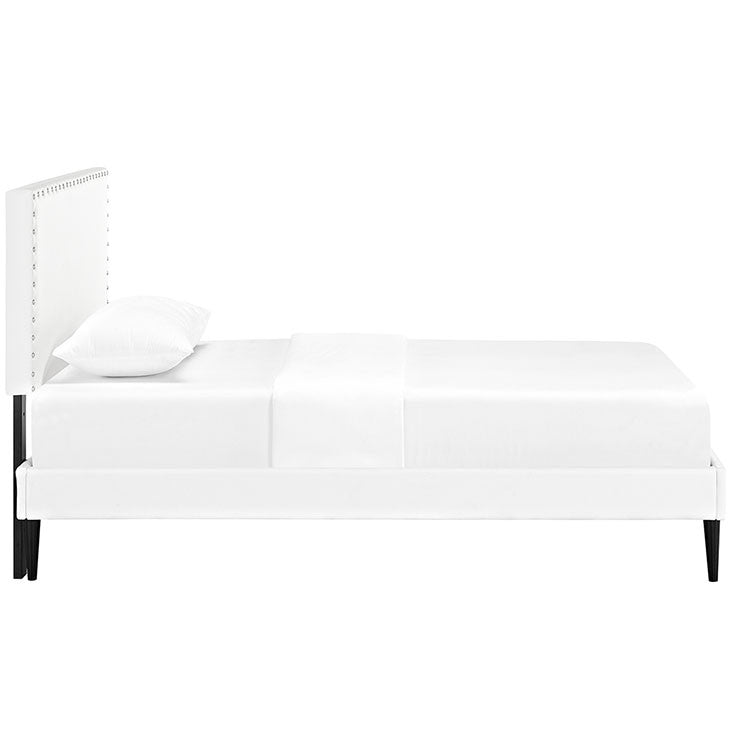 Lyka Twin Vinyl Platform Bed with Round Tapered Legs - living-essentials