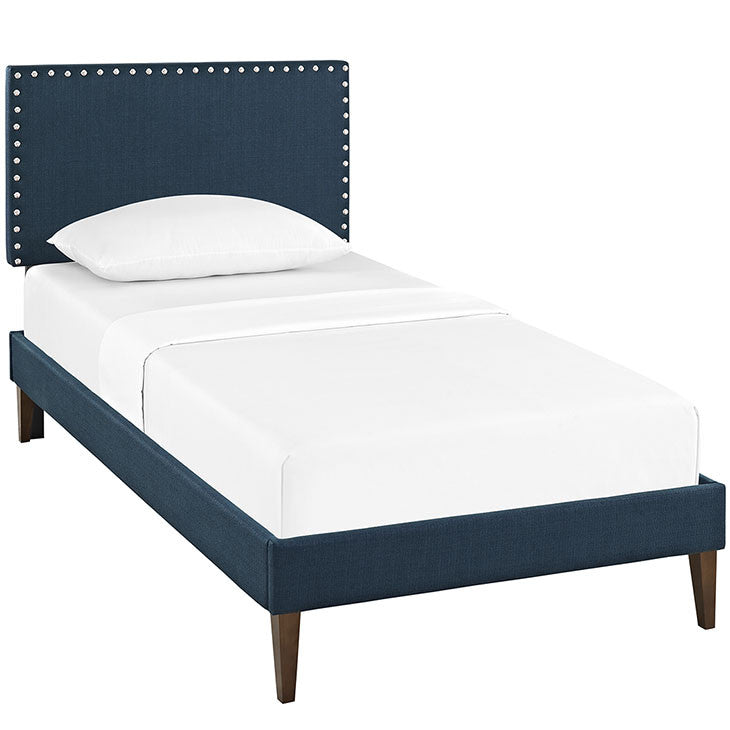 Lyka Twin Fabric Platform Bed with Squared Tapered Legs - living-essentials