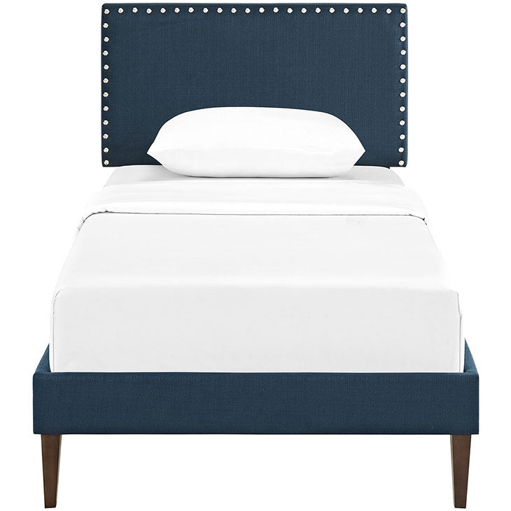 Lyka Twin Fabric Platform Bed with Squared Tapered Legs - living-essentials