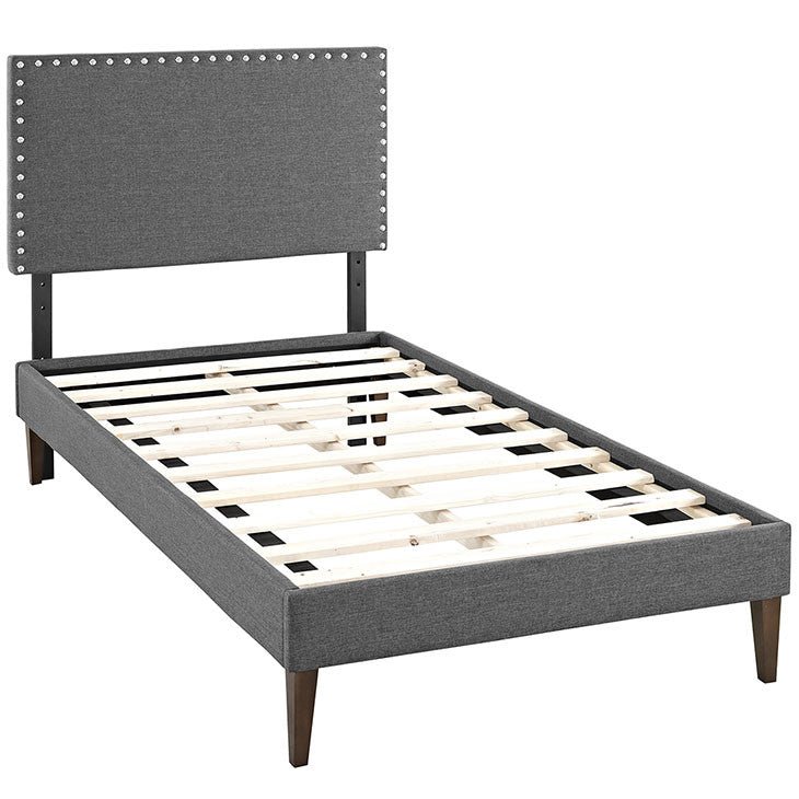 Lyka Twin Fabric Platform Bed with Squared Tapered Legs - living-essentials